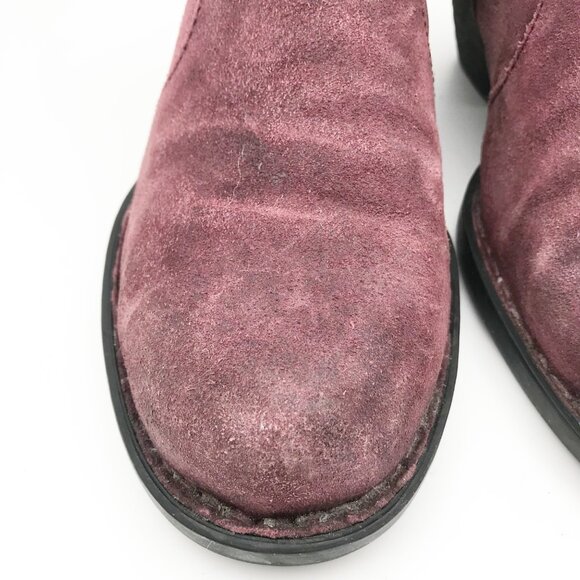BORN Burgundy Suede Western Distressed Leather Ankle Booties Boots Womens 10 - Picture 8 of 13